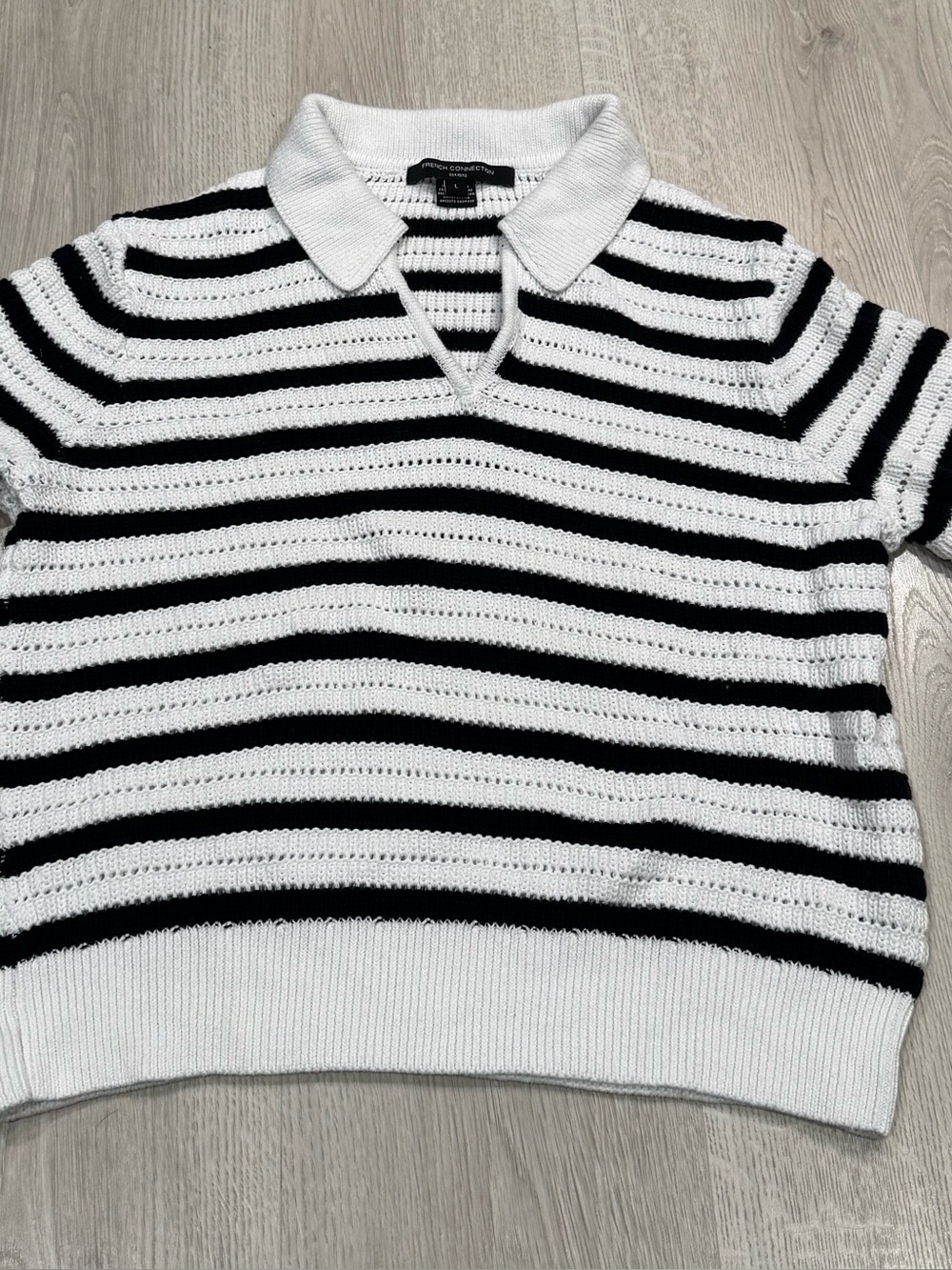 NWOT French Connection | Cotton Striped Collared Sweater Top | Size L